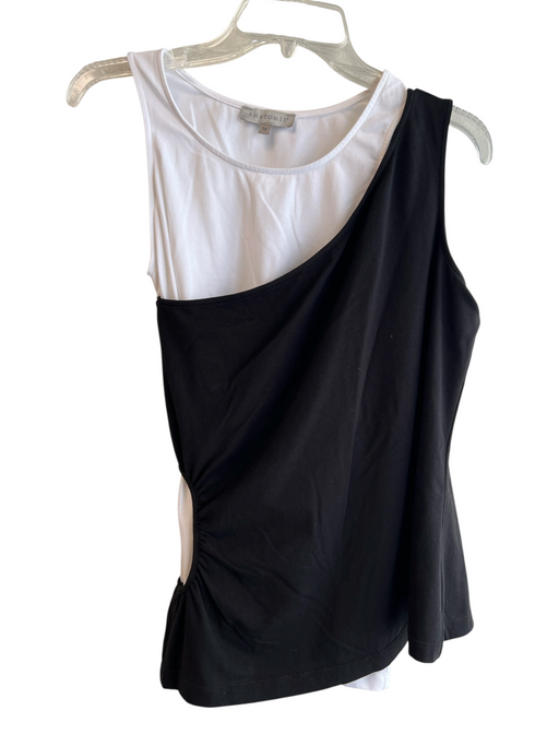 Anatomie Size M Black Cotton Blend Sleeveless Cut Out Detail Double Layered Top Black / M