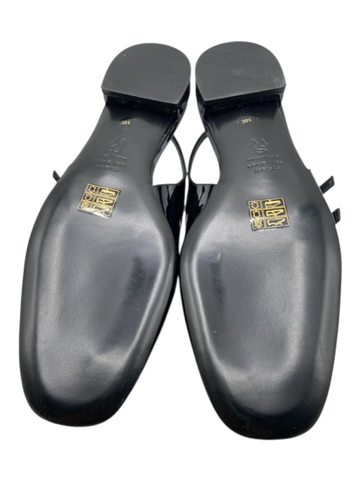 Stuart Weitzman Shoe Size 10 Black Patent Leather Gem Buckle Square Toe Flats Black / 10