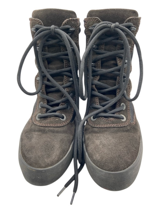 YEEZY Shoe Size 37 Dark Brown & Black Leather Suede Mesh Lace Up Boots Dark Brown & Black / 37