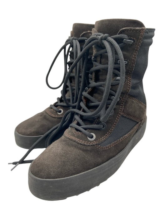 YEEZY Shoe Size 37 Dark Brown & Black Leather Suede Mesh Lace Up Boots Dark Brown & Black / 37