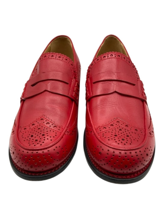 The Office of Angela Scott Shoe Size 37.5 Red Leather Slip On Loafers Red / 37.5