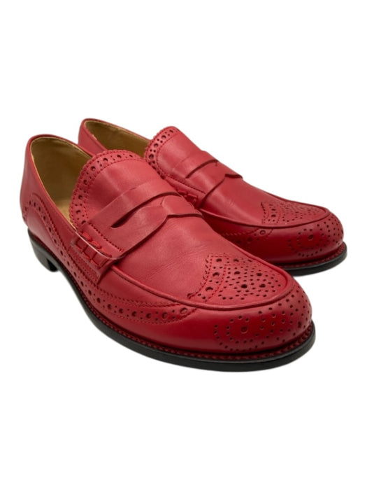 The Office of Angela Scott Shoe Size 37.5 Red Leather Slip On Loafers Red / 37.5
