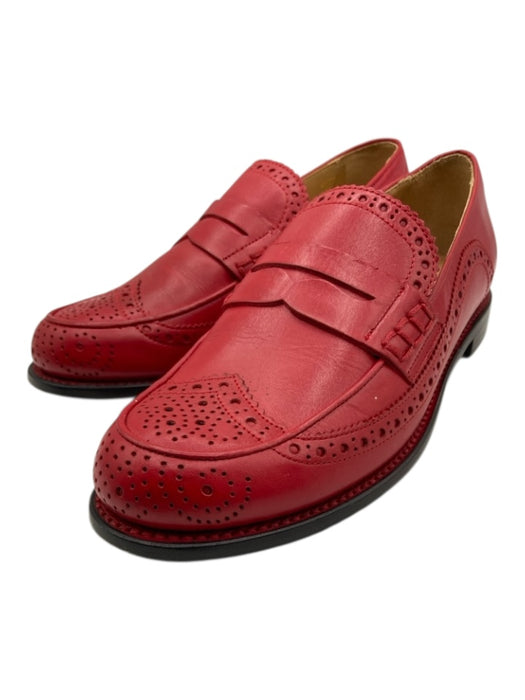 The Office of Angela Scott Shoe Size 37.5 Red Leather Slip On Loafers Red / 37.5