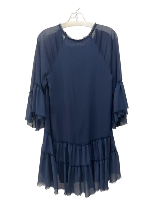 Alice + Olivia Size S/P Navy Blue Polyester Tiered Mini Ruffle Hem Dress Navy Blue / S/P