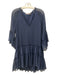 Alice + Olivia Size S/P Navy Blue Polyester Tiered Mini Ruffle Hem Dress Navy Blue / S/P