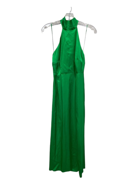 Kitri Size 2 Green Viscose Sleeveless Halter Side Zip Front Slit Dress Green / 2