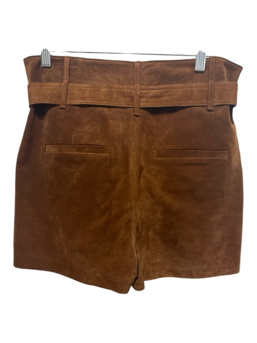 Le Superbe Size 4 Brown Suede Leather Belt High Rise Shorts Brown / 4