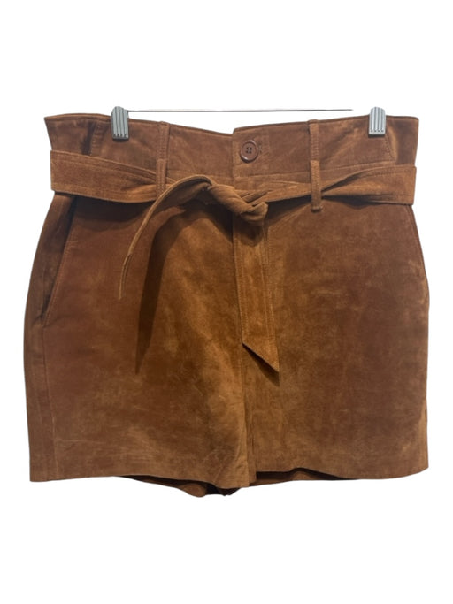 Le Superbe Size 4 Brown Suede Leather Belt High Rise Shorts Brown / 4