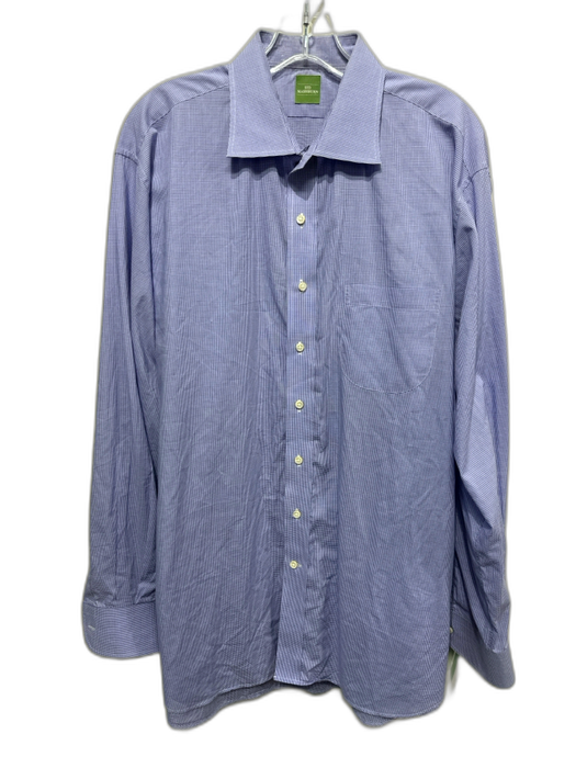 Sid Mashburn Size 17.5 Purple & White Cotton Grid Button Down Long Sleeve Shirt Purple & White / 17.5