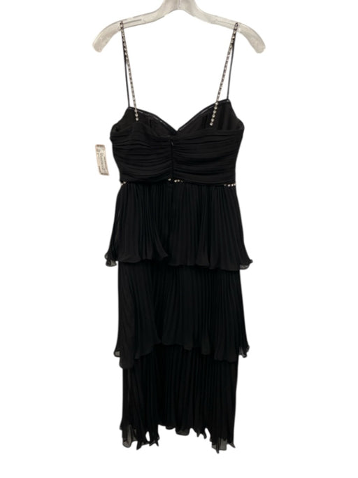 Self-Portrait Size 6 Black & Clear Polyester Sleeve Cut Outs Rhinestone Dress Black & Clear / 6