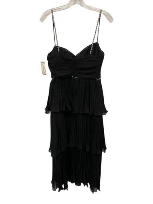 Self-Portrait Size 6 Black & Clear Polyester Sleeve Cut Outs Rhinestone Dress Black & Clear / 6