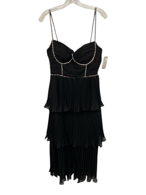 Self-Portrait Size 6 Black & Clear Polyester Sleeve Cut Outs Rhinestone Dress Black & Clear / 6