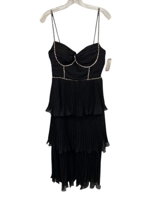Self-Portrait Size 6 Black & Clear Polyester Sleeve Cut Outs Rhinestone Dress Black & Clear / 6