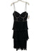 Self-Portrait Size 6 Black & Clear Polyester Sleeve Cut Outs Rhinestone Dress Black & Clear / 6