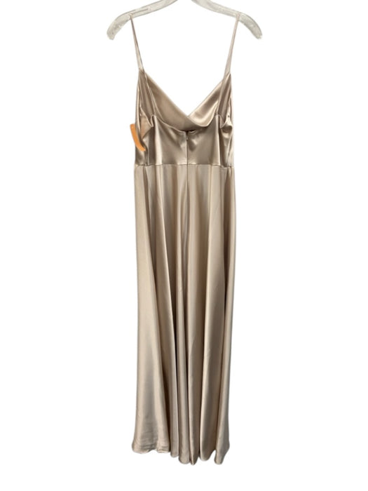 Amsale Size 10 Champagne Beige Polyester Satin Spaghetti Strap Cowl neck Gown Champagne Beige / 10