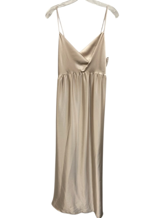 Amsale Size 10 Champagne Beige Polyester Satin Spaghetti Strap Cowl neck Gown Champagne Beige / 10