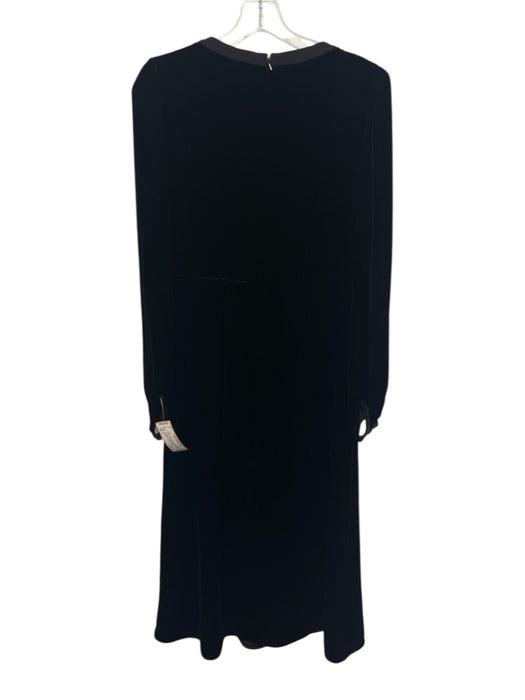 Saloni Size 4 Black & White Rayon & Silk Velvet Long Puff Sleeve Midi Dress Black & White / 4