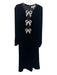 Saloni Size 4 Black & White Rayon & Silk Velvet Long Puff Sleeve Midi Dress Black & White / 4