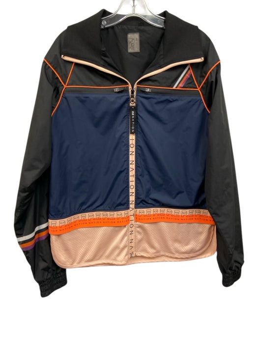 PE Nation Size S Navy Blue, Black, Orange Polyester Color Block Zip Up Jacket Navy Blue, Black, Orange / S