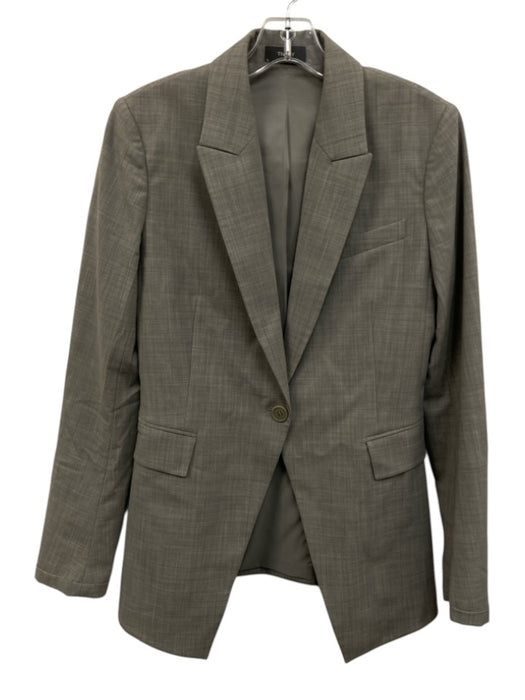 Theory Size 4 Gray Long Sleeve Heathered Flap Pockets Blazer Jacket Gray / 4