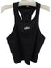 Alo Size XS Black & White Cotton Blend Racerback Logo Crop Top Black & White / XS