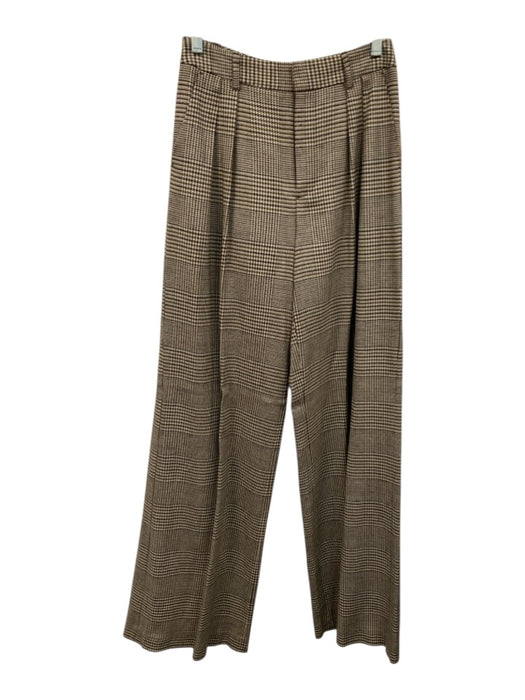 Alice + Olivia Classics Size 2 Brown & Cream Viscose & Virgin Wool Zip Fly Pants Brown & Cream / 2