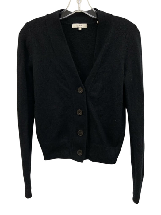 Vince Size S Black Cashmere Felted Buttons Waist Length Cardigan Black / S