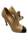Chanel Shoe Size 38 Beige & Black Leather Cap Toe High Heel Loafer Pumps Beige & Black / 38