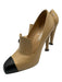 Chanel Shoe Size 38 Beige & Black Leather Cap Toe High Heel Loafer Pumps Beige & Black / 38