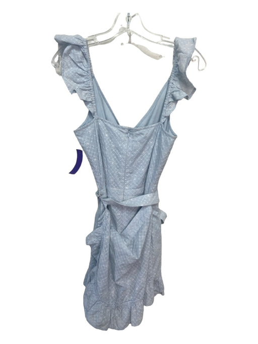 Lovers + Friends Size Small Light Blue Cotton Tank Flutter Sleeve Romper Light Blue / Small