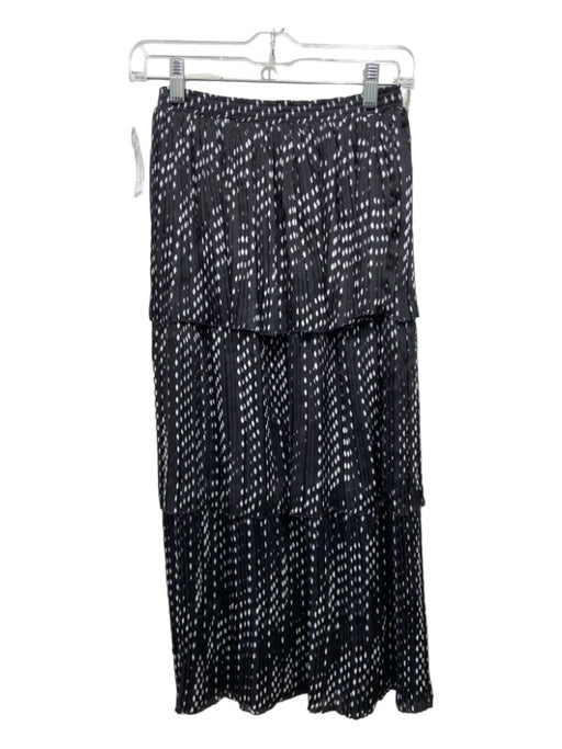 Allison Size XS Black & White Polyester Polka Dots Elastic Waist Layered Skirt Black & White / XS