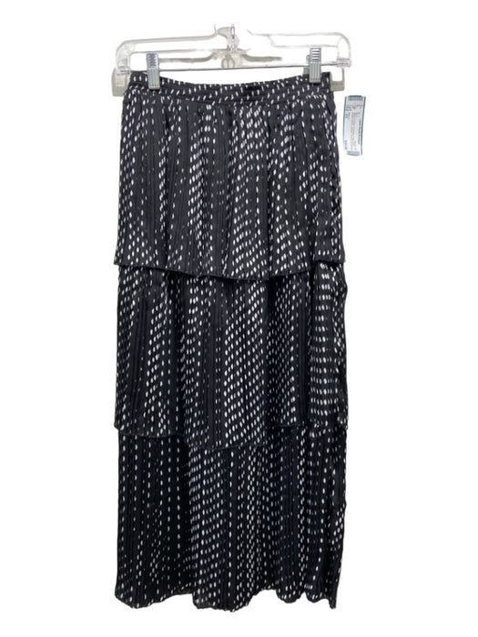 Allison Size XS Black & White Polyester Polka Dots Elastic Waist Layered Skirt Black & White / XS