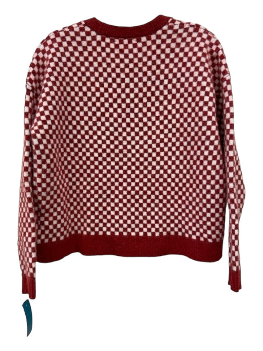 Madewell Size S Red & White Polyester Blend Checkered Long Sleeve Boxy Sweater Red & White / S