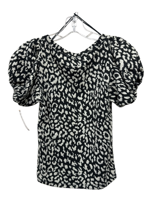 Free People Size XS Green & Cream Polyester & Rayon Square Neck Top Green & Cream / XS