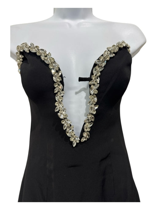 Bardot Size XS Black Polyester Embellished Strapless Back Zip Midi Dress Black / XS