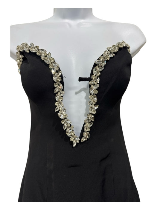 Bardot Size XS Black Polyester Embellished Strapless Back Zip Midi Dress Black / XS