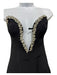 Bardot Size XS Black Polyester Embellished Strapless Back Zip Midi Dress Black / XS