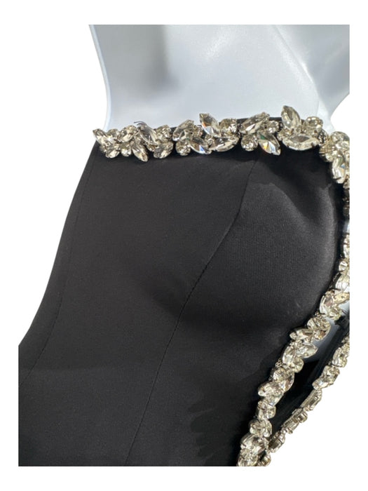 Bardot Size XS Black Polyester Embellished Strapless Back Zip Midi Dress Black / XS