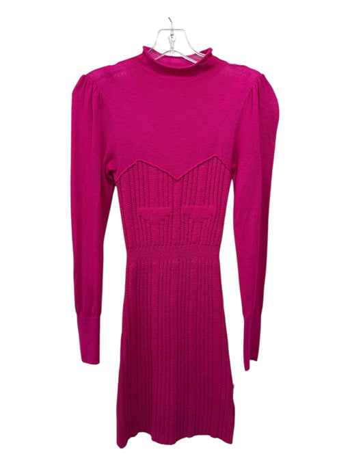 Anthropologie Size XXS Hot pink Acrylic & Nylon Ribbed Fabric Block Mini Dress Hot pink / XXS