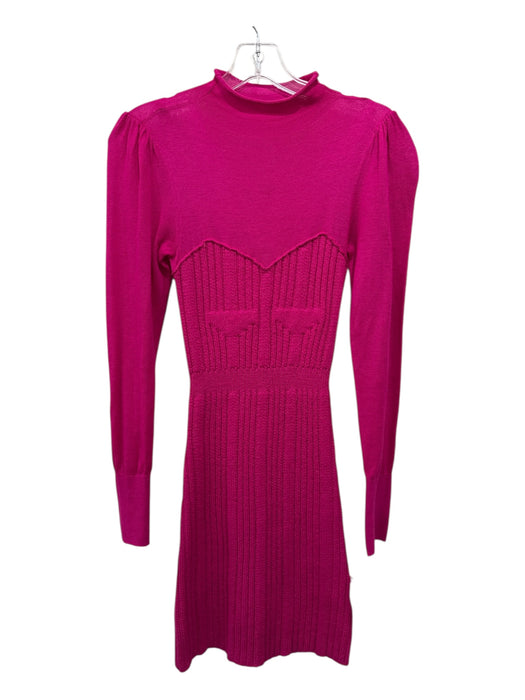Anthropologie Size XXS Hot pink Acrylic & Nylon Ribbed Fabric Block Mini Dress Hot pink / XXS
