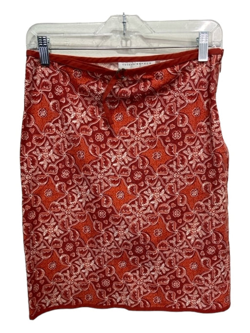 Susana Monaco Size 4 Red & White Cotton Floral Paisley Buckle Above knee Skirt Red & White / 4