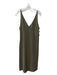 Veda Size Medium Olive Green Rayon Blend Spaghetti Strap V Front & Back Dress Olive Green / Medium