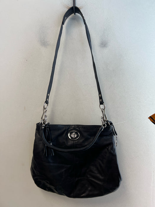 Coach Black Leather Triple Compartment Shoulder & Crossbody Straps Bag