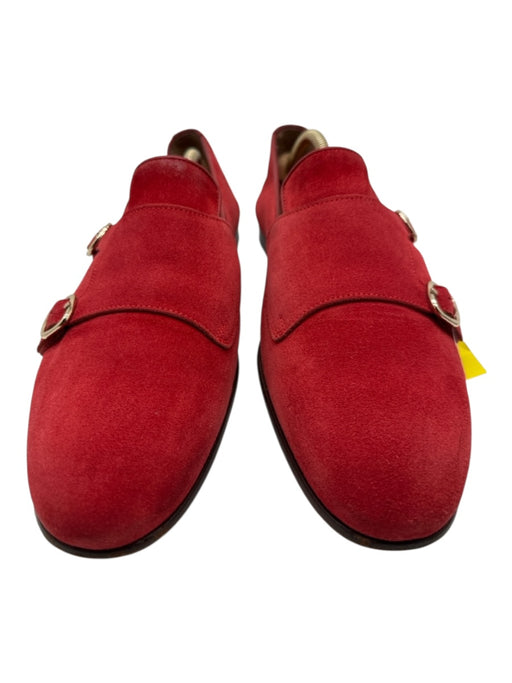 Santoni Shoe Size 10 Red Suede Solid Dress Double Monk Strap Men's Shoes 10