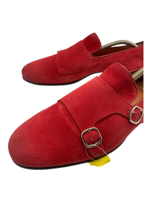 Santoni Shoe Size 10 Red Suede Solid Dress Double Monk Strap Men's Shoes 10