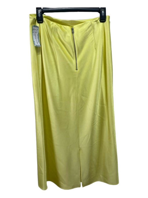 Alice & Olivia Size 12 Yellow Triacetate Blend Midi Back Zip Satin Skirt Yellow / 12