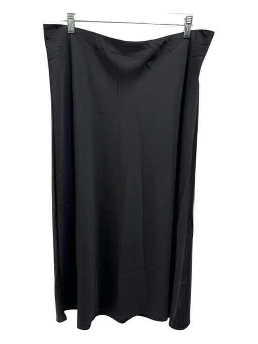 J Crew Size L Black Elastic Waist Solid Midi Skirt Black / L