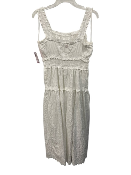 Gap x Doen Size M White Cotton Shirred Eyelet Lace Sleeveless Midi Dress White / M