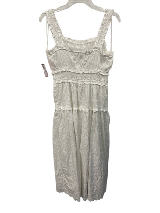Gap x Doen Size M White Cotton Shirred Eyelet Lace Sleeveless Midi Dress White / M