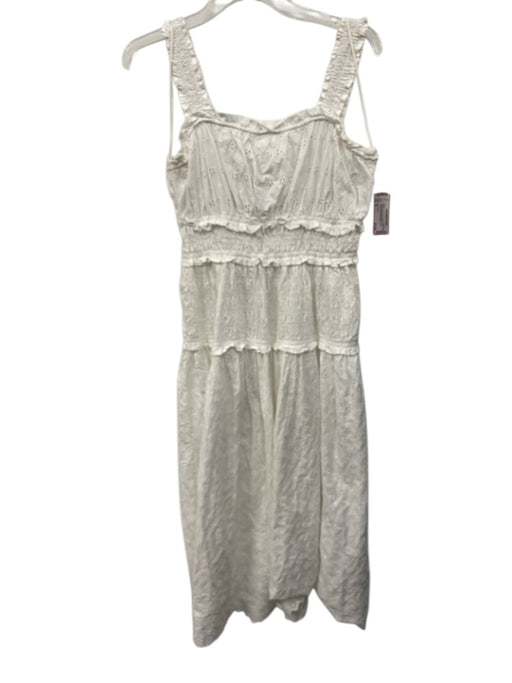 Gap x Doen Size M White Cotton Shirred Eyelet Lace Sleeveless Midi Dress White / M